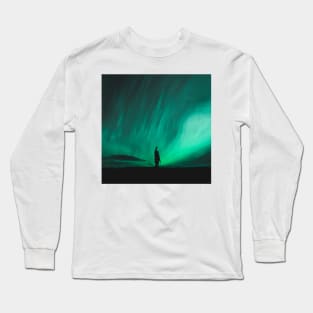 Man Watching The Northern Lights in Iceland Long Sleeve T-Shirt